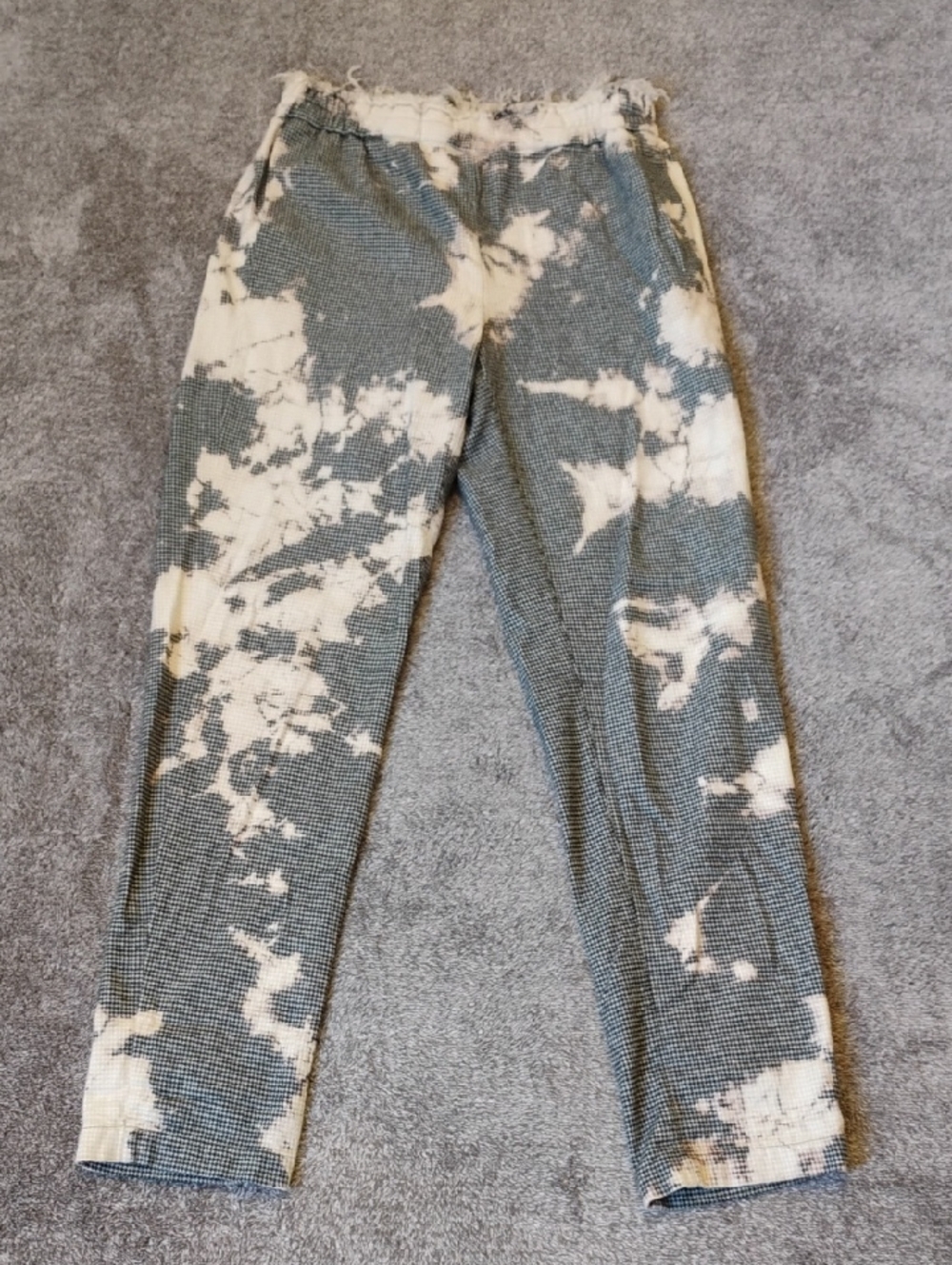 Raquel Allegra Houndstooth Bleach Pull On Pants Distressed XS